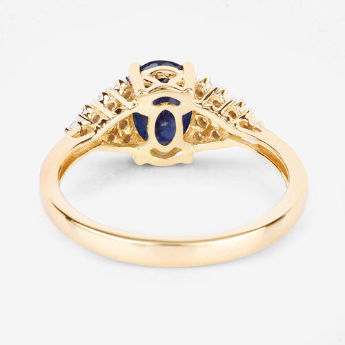 1.73 Carat Genuine Blue Sapphire and White Diamond 14K Yellow Gold Ring by Bids.com