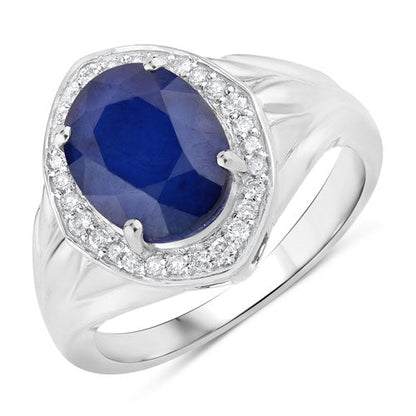 3.31 Carat Genuine Blue Sapphire and White Diamond 14K White Gold Ring by Bids.com