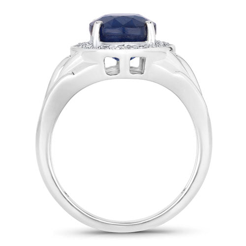 3.31 Carat Genuine Blue Sapphire and White Diamond 14K White Gold Ring by Bids.com