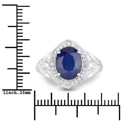 3.31 Carat Genuine Blue Sapphire and White Diamond 14K White Gold Ring by Bids.com