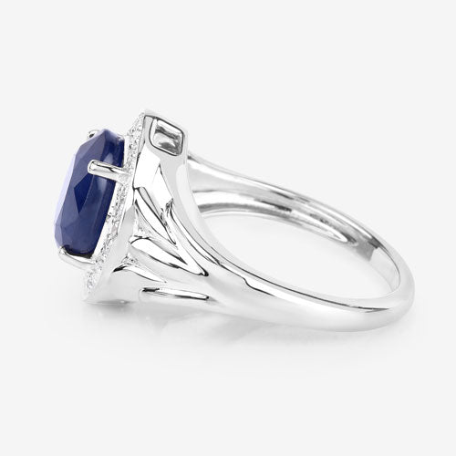 3.31 Carat Genuine Blue Sapphire and White Diamond 14K White Gold Ring by Bids.com