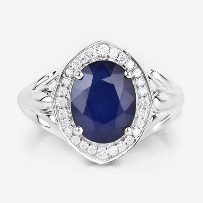 3.31 Carat Genuine Blue Sapphire and White Diamond 14K White Gold Ring by Bids.com