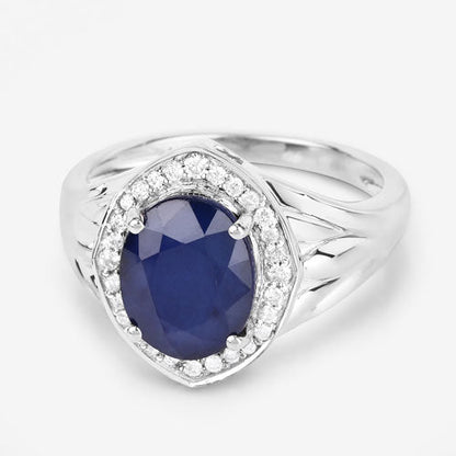 3.31 Carat Genuine Blue Sapphire and White Diamond 14K White Gold Ring by Bids.com