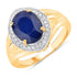 3.31 Carat Genuine Blue Sapphire and White Diamond 14K Yellow Gold Ring by Bids.com