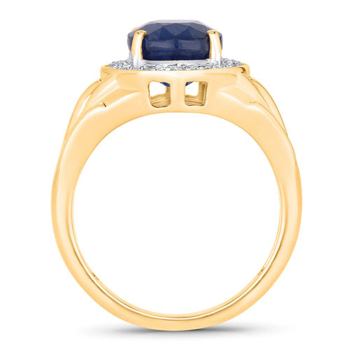 3.31 Carat Genuine Blue Sapphire and White Diamond 14K Yellow Gold Ring by Bids.com