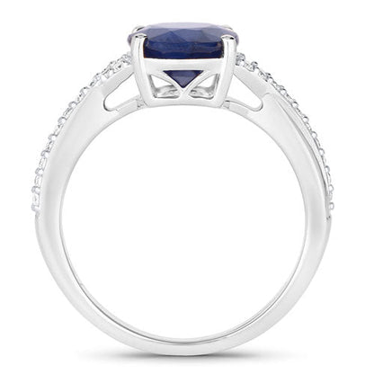 3.28 Carat Genuine Blue Sapphire and White Diamond 14K White Gold Ring by Bids.com