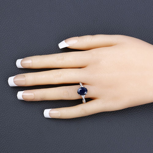 3.28 Carat Genuine Blue Sapphire and White Diamond 14K White Gold Ring by Bids.com
