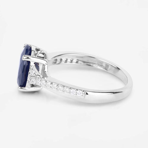 3.28 Carat Genuine Blue Sapphire and White Diamond 14K White Gold Ring by Bids.com