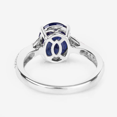 3.28 Carat Genuine Blue Sapphire and White Diamond 14K White Gold Ring by Bids.com