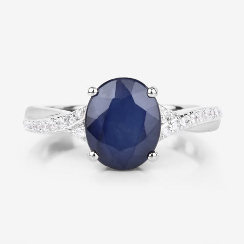 3.28 Carat Genuine Blue Sapphire and White Diamond 14K White Gold Ring by Bids.com