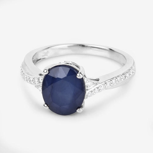 3.28 Carat Genuine Blue Sapphire and White Diamond 14K White Gold Ring by Bids.com
