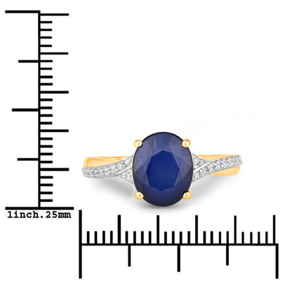 3.28 Carat Genuine Blue Sapphire and White Diamond 14K Yellow Gold Ring by Bids.com