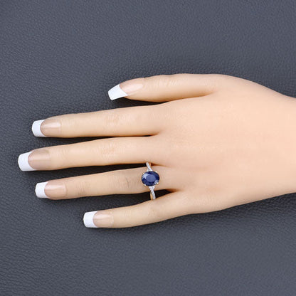 3.28 Carat Genuine Blue Sapphire and White Diamond 14K Yellow Gold Ring by Bids.com
