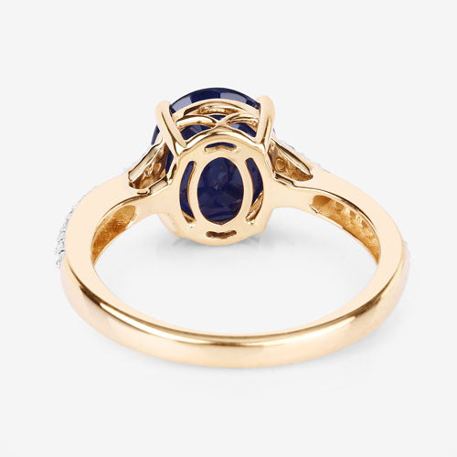 3.28 Carat Genuine Blue Sapphire and White Diamond 14K Yellow Gold Ring by Bids.com
