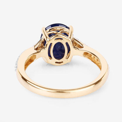 3.28 Carat Genuine Blue Sapphire and White Diamond 14K Yellow Gold Ring by Bids.com