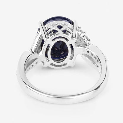 6.54 Carat Genuine Blue Sapphire and White Diamond 14K White Gold Ring by Bids.com