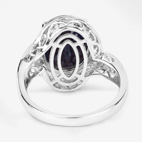 6.52 Carat Genuine Blue Sapphire and White Diamond 14K White Gold Ring by Bids.com