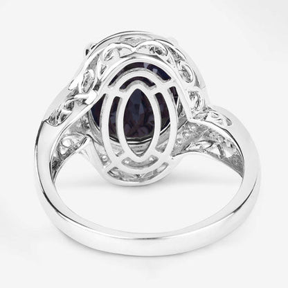 6.52 Carat Genuine Blue Sapphire and White Diamond 14K White Gold Ring by Bids.com