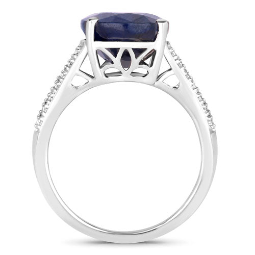 6.49 Carat Genuine Blue Sapphire and White Diamond 14K White Gold Ring by Bids.com