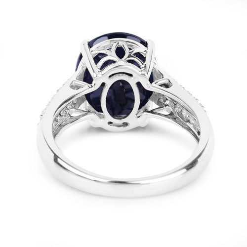 6.49 Carat Genuine Blue Sapphire and White Diamond 14K White Gold Ring by Bids.com