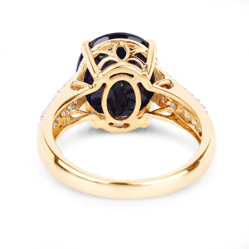 6.49 Carat Genuine Blue Sapphire and White Diamond 14K Yellow Gold Ring by Bids.com