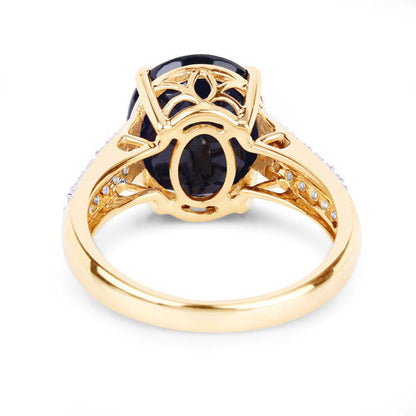 6.49 Carat Genuine Blue Sapphire and White Diamond 14K Yellow Gold Ring by Bids.com
