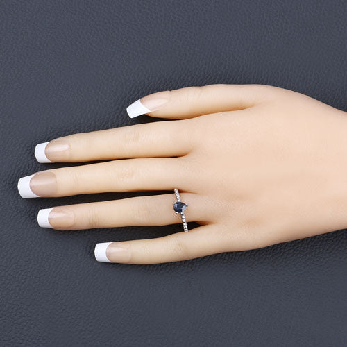 0.50 Carat Genuine Blue Sapphire 14K White Gold Ring by Bids.com