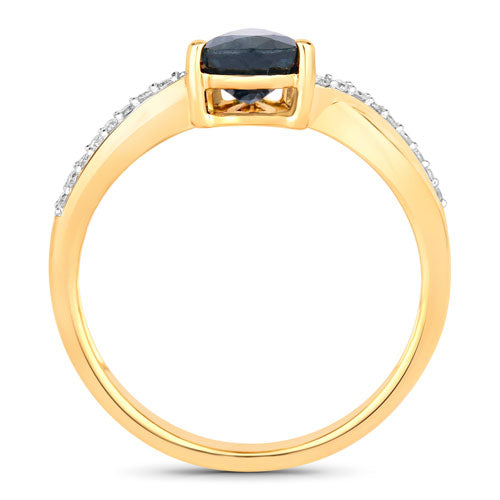 1.17 Carat Genuine Blue Sapphire and White Diamond 14K Yellow Gold Ring by Bids.com