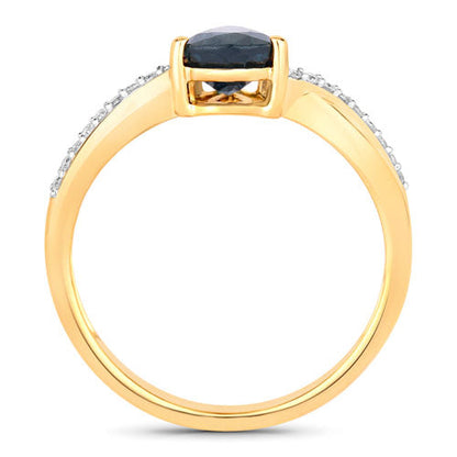 1.17 Carat Genuine Blue Sapphire and White Diamond 14K Yellow Gold Ring by Bids.com
