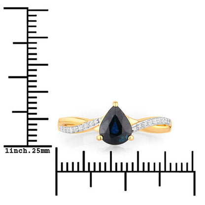 1.17 Carat Genuine Blue Sapphire and White Diamond 14K Yellow Gold Ring by Bids.com