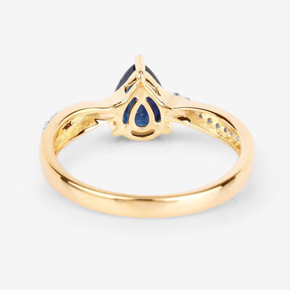 1.17 Carat Genuine Blue Sapphire and White Diamond 14K Yellow Gold Ring by Bids.com