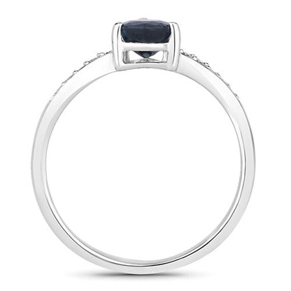 0.89 Carat Genuine Blue Sapphire and White Diamond 14K White Gold Ring by Bids.com