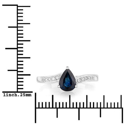 0.89 Carat Genuine Blue Sapphire and White Diamond 14K White Gold Ring by Bids.com