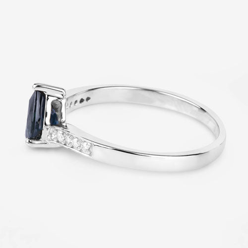 0.89 Carat Genuine Blue Sapphire and White Diamond 14K White Gold Ring by Bids.com