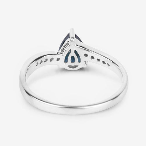 0.89 Carat Genuine Blue Sapphire and White Diamond 14K White Gold Ring by Bids.com