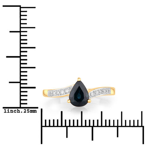 0.89 Carat Genuine Blue Sapphire and White Diamond 14K Yellow Gold Ring by Bids.com