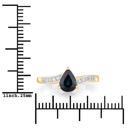 0.89 Carat Genuine Blue Sapphire and White Diamond 14K Yellow Gold Ring by Bids.com