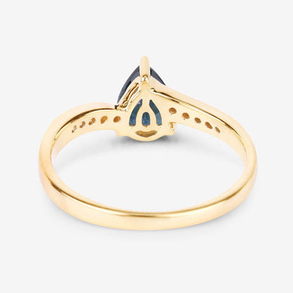 0.89 Carat Genuine Blue Sapphire and White Diamond 14K Yellow Gold Ring by Bids.com
