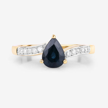 0.89 Carat Genuine Blue Sapphire and White Diamond 14K Yellow Gold Ring by Bids.com