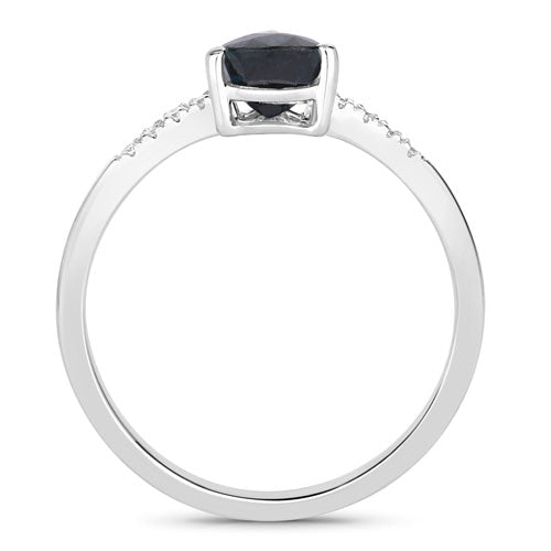 0.86 Carat Genuine Blue Sapphire and White Diamond 14K White Gold Ring by Bids.com