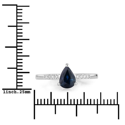 0.86 Carat Genuine Blue Sapphire and White Diamond 14K White Gold Ring by Bids.com