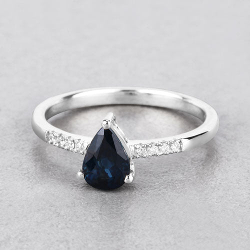 0.86 Carat Genuine Blue Sapphire and White Diamond 14K White Gold Ring by Bids.com