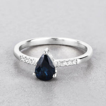 0.86 Carat Genuine Blue Sapphire and White Diamond 14K White Gold Ring by Bids.com