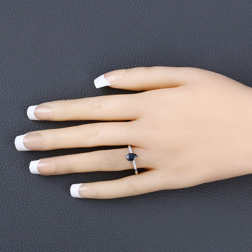 0.86 Carat Genuine Blue Sapphire and White Diamond 14K White Gold Ring by Bids.com