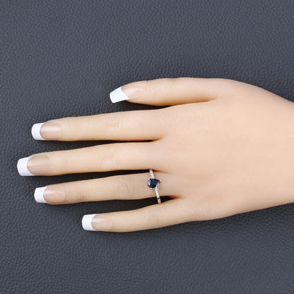 0.86 Carat Genuine Blue Sapphire and White Diamond 14K White Gold Ring by Bids.com