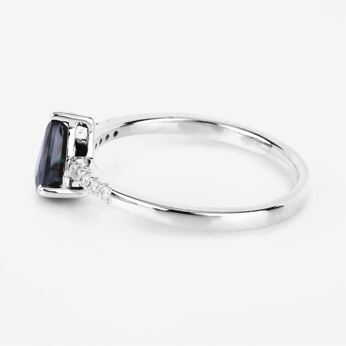 0.86 Carat Genuine Blue Sapphire and White Diamond 14K White Gold Ring by Bids.com