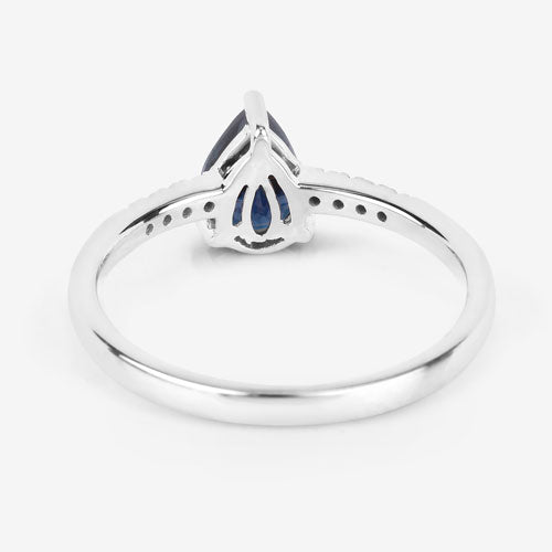 0.86 Carat Genuine Blue Sapphire and White Diamond 14K White Gold Ring by Bids.com