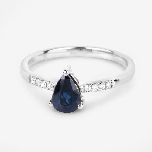 0.86 Carat Genuine Blue Sapphire and White Diamond 14K White Gold Ring by Bids.com