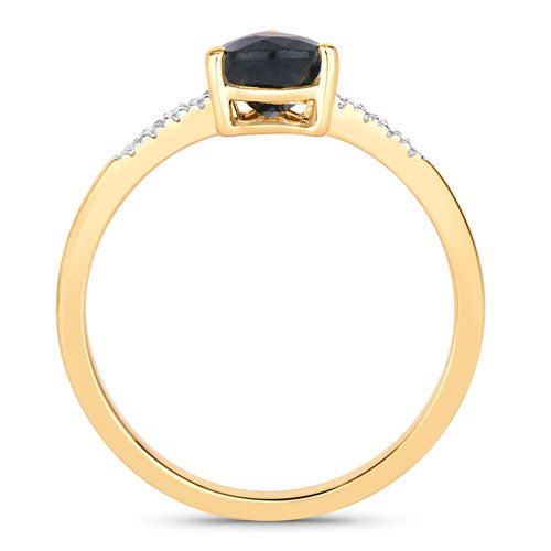0.86 Carat Genuine Blue Sapphire and White Diamond 14K Yellow Gold Ring by Bids.com