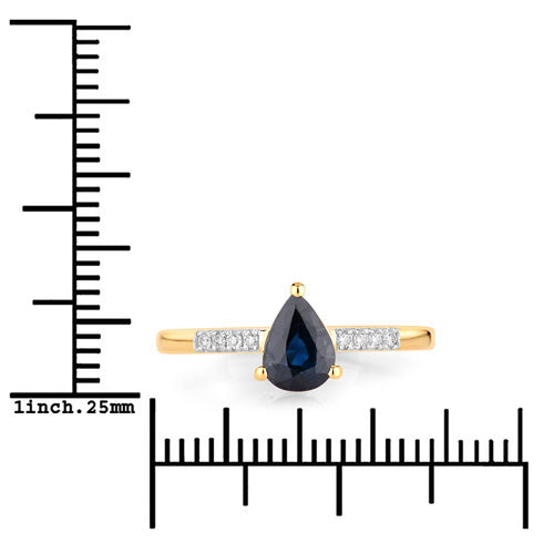 0.86 Carat Genuine Blue Sapphire and White Diamond 14K Yellow Gold Ring by Bids.com